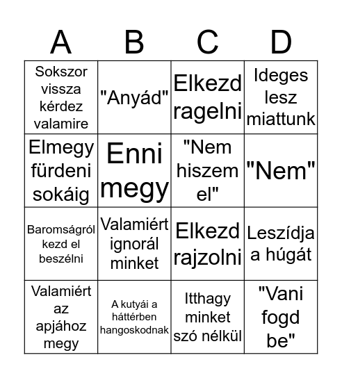 Lö Kóla Bingó Bingo Card