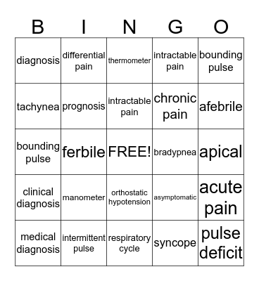 Term Words Bingo Card