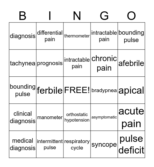 Term Words Bingo Card