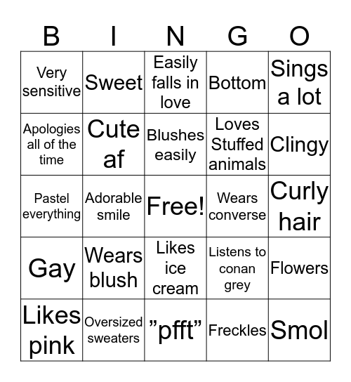 Soft boy Bingo Card