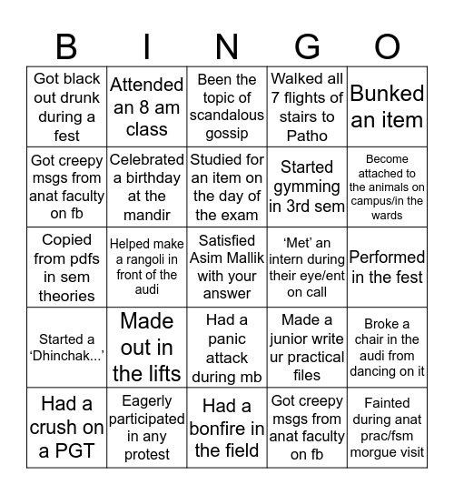 NRSMCH Bingo  Bingo Card