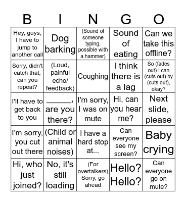 Conference Call  Bingo Card