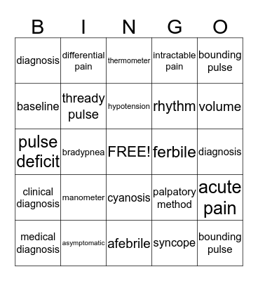 Term Words Bingo Card
