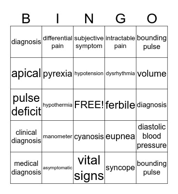 Term Words Bingo Card