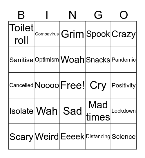 March 2020 Bingo Card