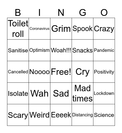 March 2020 Bingo Card