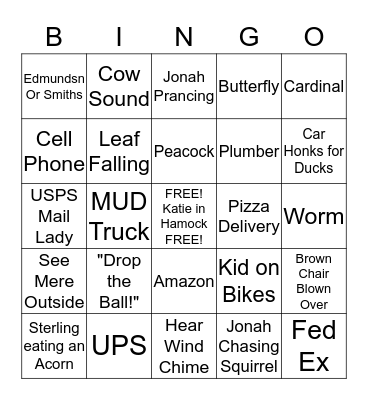 COVID -19 Front Yard Bingo Card