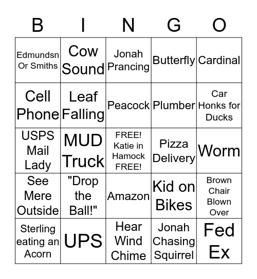 COVID -19 Front Yard Bingo Card