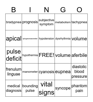 Term Words Bingo Card