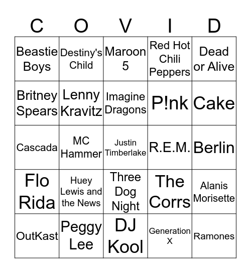 COVID Game 1 Bingo Card