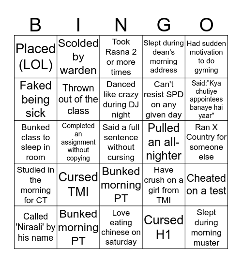 TMI BINGO (NORMAL EDITION)  Bingo Card