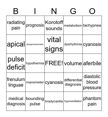 Term Words Bingo Card