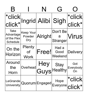 Rick-isms Bingo Card