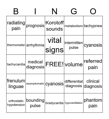 Term Words Bingo Card