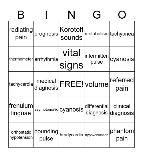 Term Words Bingo Card