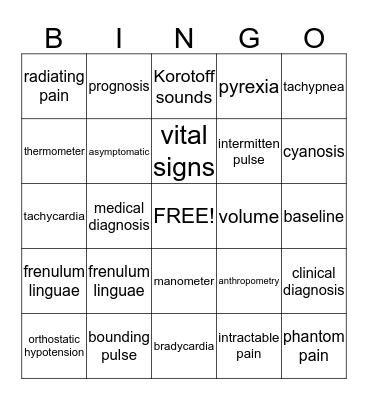 Term Words Bingo Card