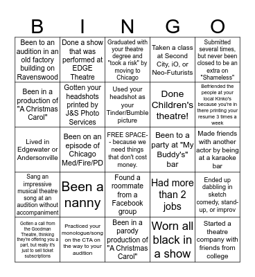 Chicago Actor Bingo Card