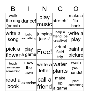 Backyard Bingo Card