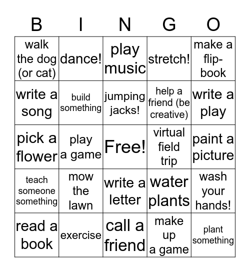 Backyard Bingo Card