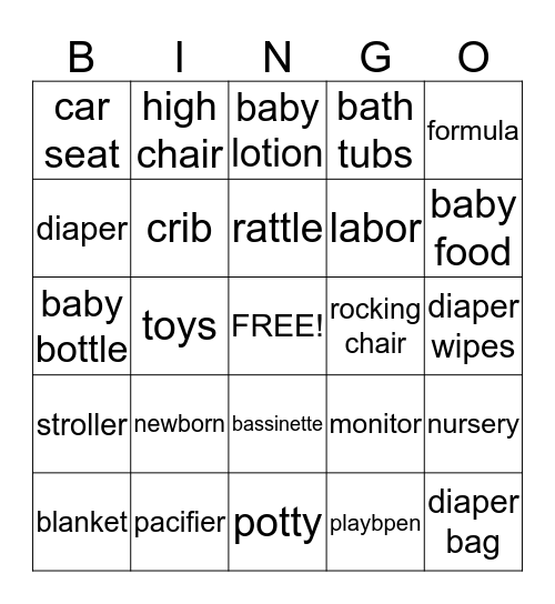 Jack Baby Shower  Bingo Card