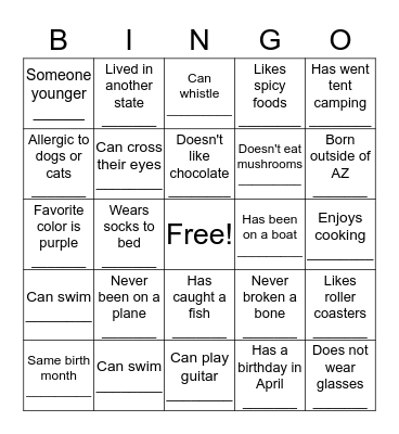 Phone a friend Bingo Card