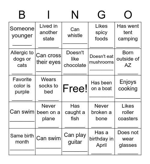 Phone a friend Bingo Card