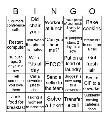 Global Pandemic Bingo Card