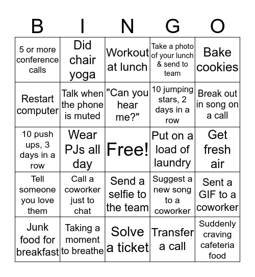 Global Pandemic Bingo Card