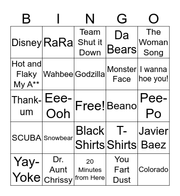 Family Zoom Bingo Card