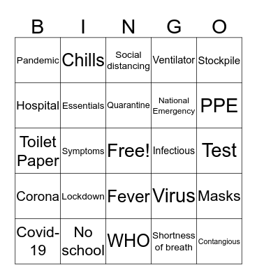 Costantino Covid-19 Bingo Card