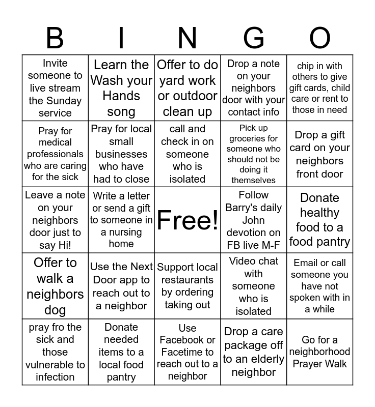 Neighborhood Bingo