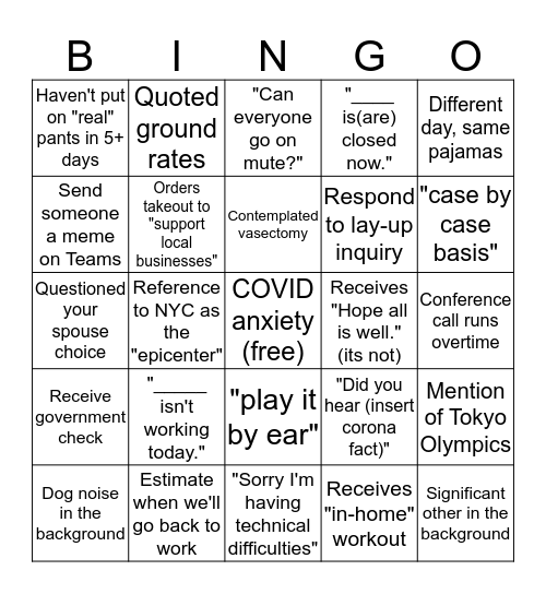 Underwriter Bingo Card