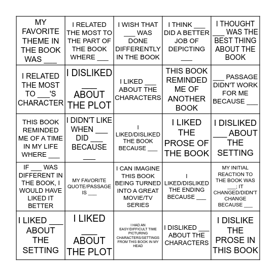 March Book of the Month Club BINGO! Bingo Card