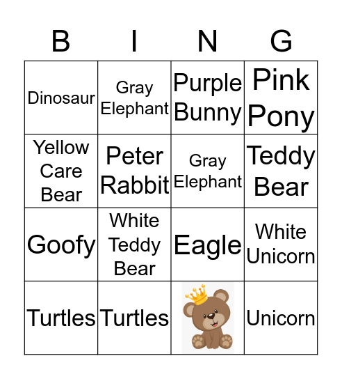 Trinity Meadows Animal Hunt Bingo Card