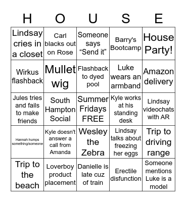 SUMMER HOUSE BINGO Card