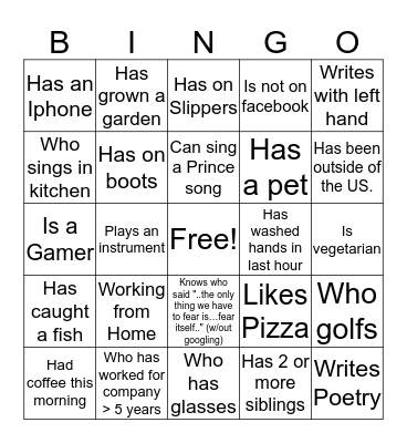 Team Health Check Bingo Card