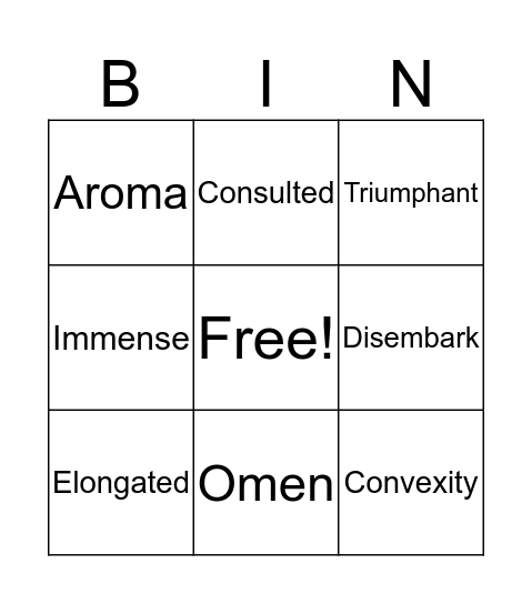 Vocab #4 Bingo Card