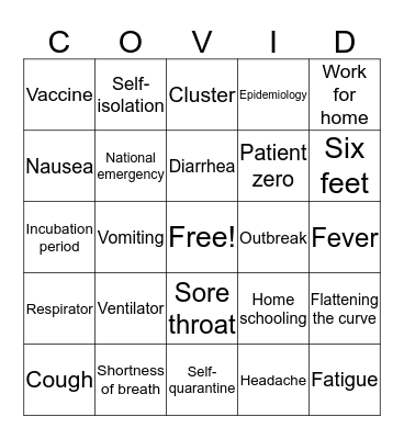 COVID-19 BINGO Card