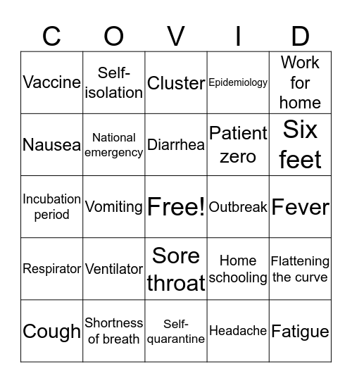 COVID-19 BINGO Card