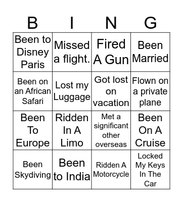 Never Have I Ever Bingo Card