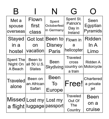 Never Have I Ever Bingo Card