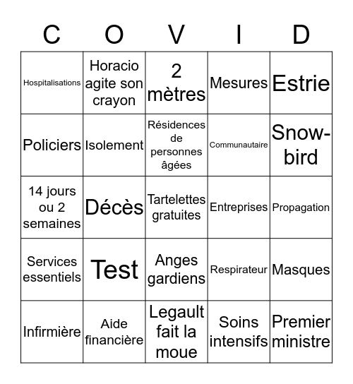 Bingo-rona virus Bingo Card