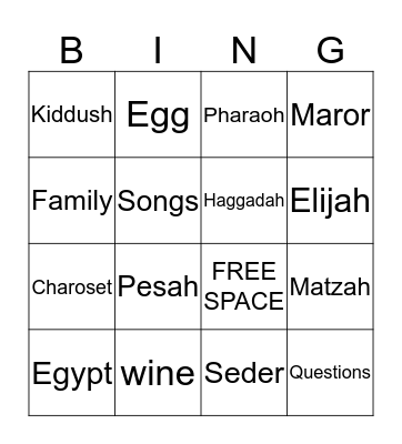 PASSOVER BINGO Card