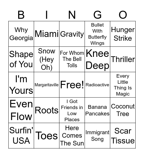 Misc. Bingo Card
