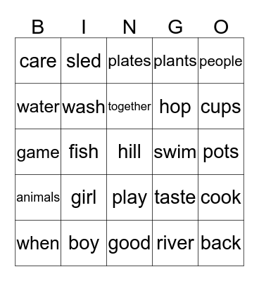 Kids Can Help Bingo Card