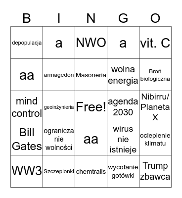 Szur Covid-19 Bingo Card