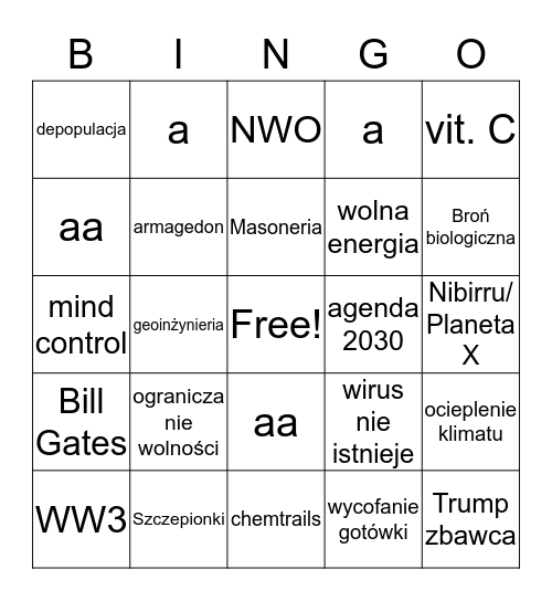 Szur Covid-19 Bingo Card