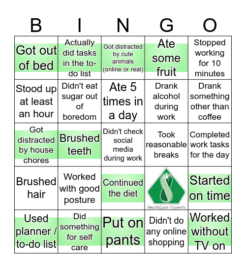 WORK FROM HOME Bingo Card