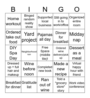 Wicked Wine Run Bingo Card