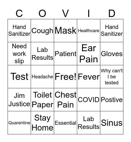 COVID Bingo Card